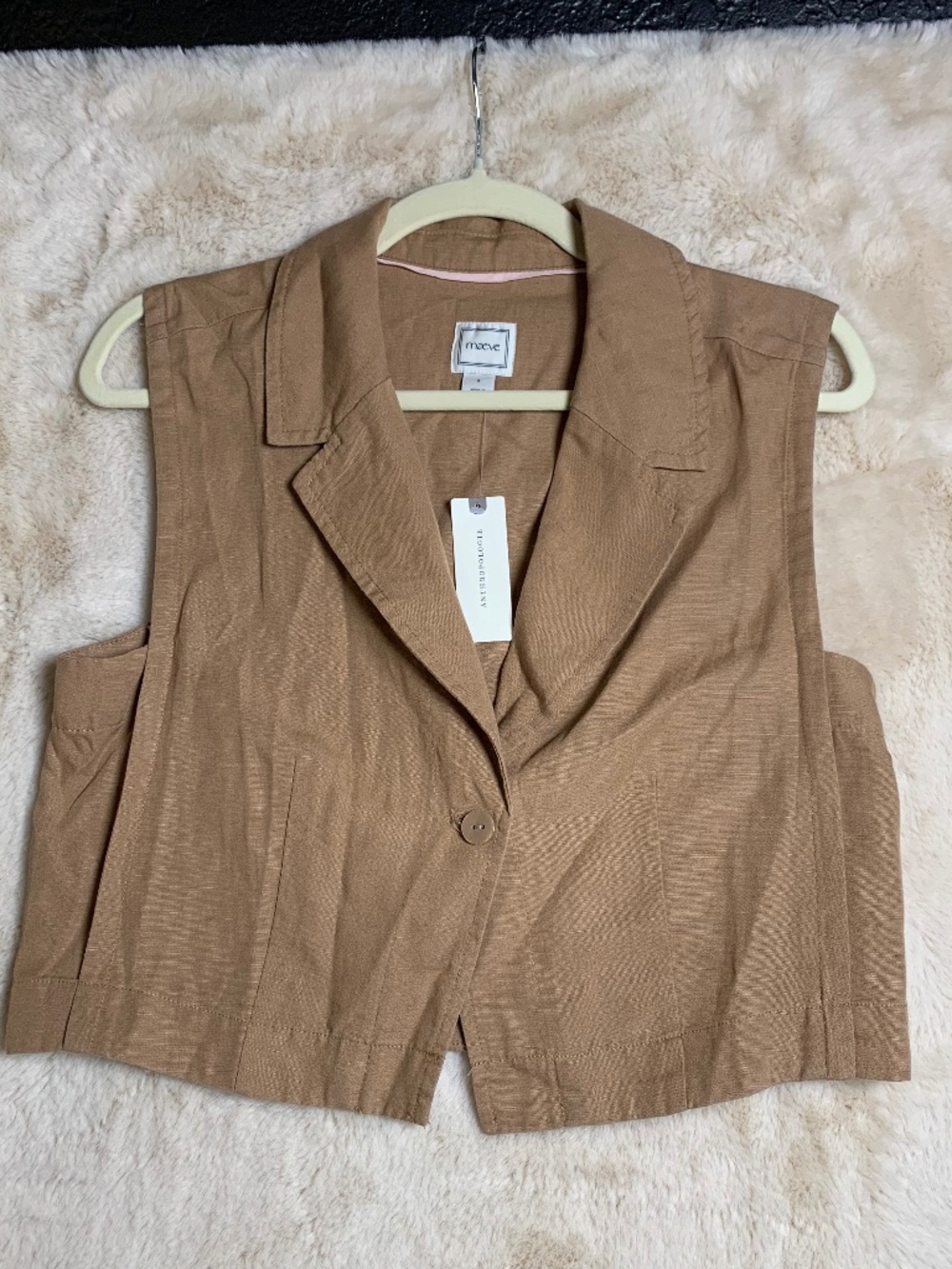 Maeve (Anthropologie) sz Small NWT tan blouse/vest cropped trendy summer vibe